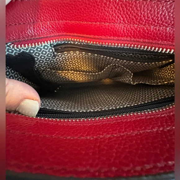 Preloved Like New Brighton Red Silver Studded Organizer Purse - Picture 6 of 9